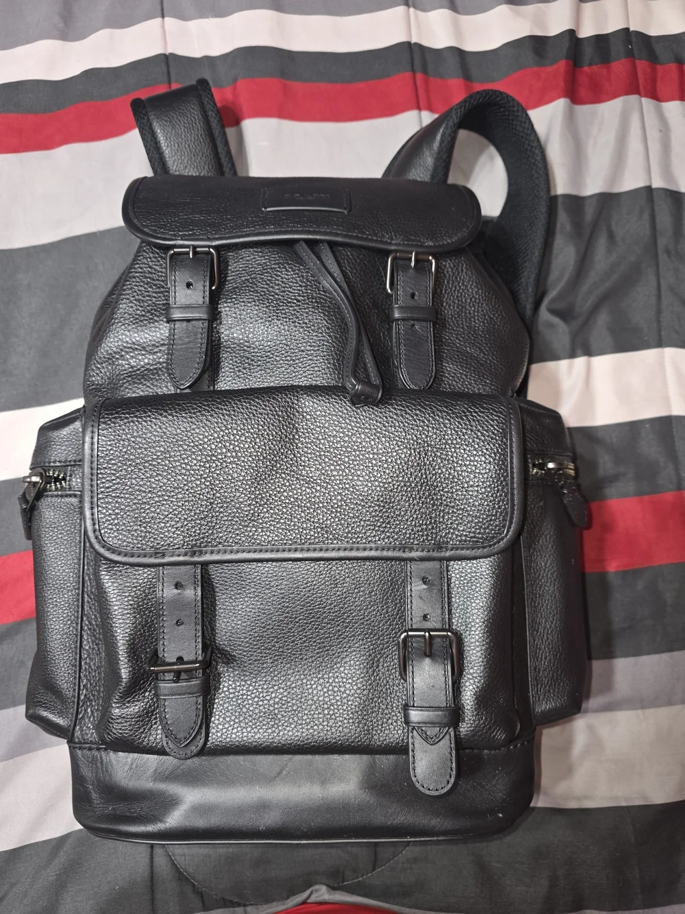Coach Men’s Black Leather Trail Backpack